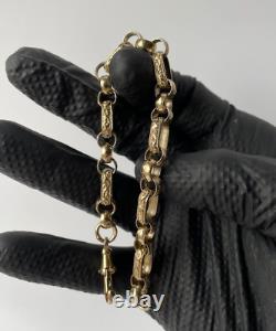 Solid 9ct Yellow Gold On Silver 8 Inch Gypsy Link Belcher Bracelet Womens, Men