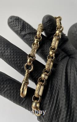 Solid 9ct Yellow Gold On Silver 8 Inch Gypsy Link Belcher Bracelet Womens, Men