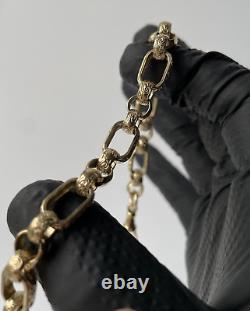 Solid 9ct Yellow Gold On Silver 8 Inch Gypsy Link Belcher Bracelet Womens, Men