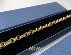 Solid 9ct Yellow Gold On Silver 9 Inch Gypsy Link Belcher Bracelet Womens, Men