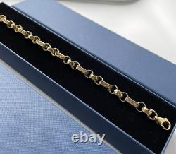 Solid 9ct Yellow Gold On Silver 9 Inch Gypsy Link Belcher Bracelet Womens, Men