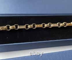 Solid 9ct Yellow Gold On Silver 9 Inch Gypsy Link Belcher Bracelet Womens, Men