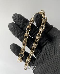 Solid 9ct Yellow Gold On Silver Ladies Cz Tulip Bracelet