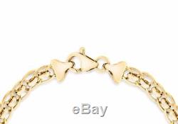 Solid 9ct Yellow Gold Rollerball Chain Bracelet 19cm/7.5 Womens Gift Boxed