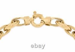 Solid 9ct Yellow Gold Textured Double Link Chain Bracelet 23cm/9 Womens Gift