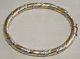 Solid 9ct Yellow & White Gold Heavy 18.4g Oval Rope Hinged Bangle Bracelet