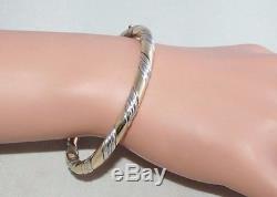Solid 9ct Yellow & White Gold HEAVY 18.4g Oval Rope Hinged Bangle Bracelet