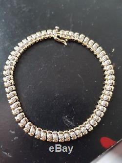 Solid 9ct yellow gold Diamond tennis bracelet 8 grams (1 day only reduced price)