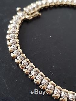 Solid 9ct yellow gold Diamond tennis bracelet 8 grams (1 day only reduced price)