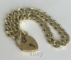 Solid 9k Yellow Gold Padlock hallmarked Bracelet 17.17g