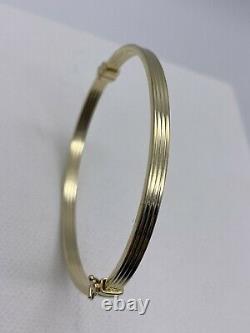 Solid Genuine 4mm 9ct Gold Woman Bracelet Bangle 65mm Dimension