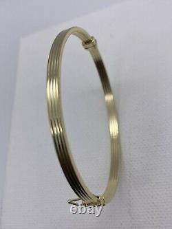 Solid Genuine 4mm 9ct Gold Woman Bracelet Bangle 65mm Dimension