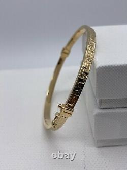 Solid Genuine 4mm 9ct Gold Woman Bracelet Bangle Greek Design 60mm Diameter