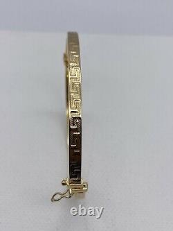 Solid Genuine 4mm 9ct Gold Woman Bracelet Bangle Greek Design 60mm Diameter