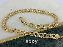 Solid Genuine 9carat Yellow Gold Mens 6mm Curb Link Bracelet 8.5 inch New
