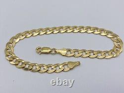 Solid Genuine 9ct Gold Mens 7mm Open Curb Bracelet 8.5 New