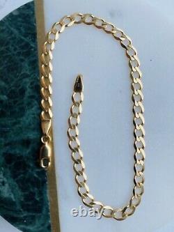 Solid Genuine 9ct Yellow Gold Mens 4.5mm Curb Link Bracelet 8.5 BRAND NEW