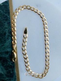 Solid Genuine 9ct Yellow Gold Mens 4.5mm Curb Link Bracelet 8.5 BRAND NEW