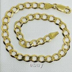 Solid Genuine 9ct Yellow Gold Mens 5.5mm Open Curb Link Bracelet 8.5inch NEW