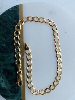 Solid Genuine 9ct Yellow Gold Mens 5.5mm Open Curb Link Bracelet 8.5inch NEW