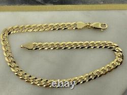 Solid Genuine 9ct Yellow Gold Mens 5mm Curb Link Bracelet 8.5 New