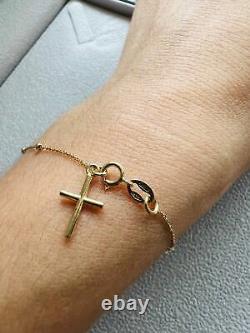 Solid Genuine 9ct Yellow Gold St Christopher 2mm Rosary Beads Bracelet women