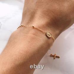 Solid Genuine 9ct Yellow Gold St Christopher Rosary Beads Bracelet for women