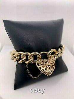 Solid Gold Bracelet 9ct Yellow Gold Curb with Padlock 19.5cm Preloved RRP $7900