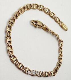 Solid Gold Fancy Curb Celtic Bar Chain Bracelet 9ct Yellow Gold 7 15 / 18cm