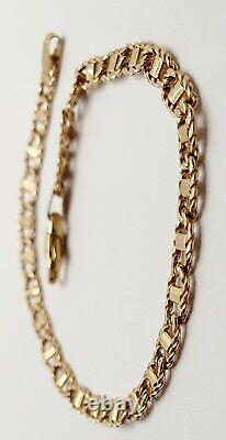 Solid Gold Fancy Curb Celtic Bar Chain Bracelet 9ct Yellow Gold 7 15 / 18cm
