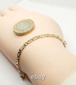 Solid Gold Figaro Chain Bracelet 9ct Yellow Gold 7 / 18cm