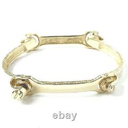 Solid Gold Spanner Bangle Men's 9ct Plain Style Bone Link Yellow UK Hallmarked