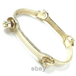 Solid Gold Spanner Bangle Men's 9ct Plain Style Bone Link Yellow UK Hallmarked