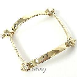 Solid Gold Spanner Bangle Men's 9ct Plain Style Bone Link Yellow UK Hallmarked