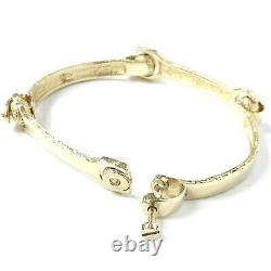 Solid Gold Spanner Bangle Men's 9ct Plain Style Bone Link Yellow UK Hallmarked