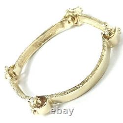 Solid Gold Spanner Bangle Men's 9ct Plain Style Bone Link Yellow UK Hallmarked