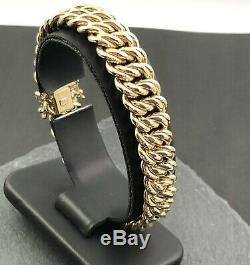 Solid Heavy 9k / 375 / 9ct Yellow Gold Italian Made Double Curb Link Bracelet
