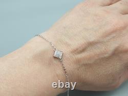 Sparkly 9ct White Gold Diamond Bracelet 9K 375 Trace Chain Bracelet 6.5