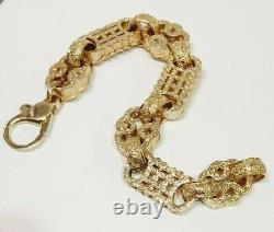 Star & Bar 9ct Gold Bracelet 72.6 grams Men's HEAVY SOLID Patterned