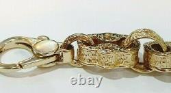 Star & Bar 9ct Gold Bracelet 72.6 grams Men's HEAVY SOLID Patterned