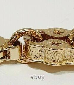 Star & Bar 9ct Gold Bracelet 72.6 grams Men's HEAVY SOLID Patterned