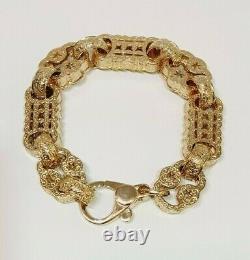 Star & Bar 9ct Gold Bracelet 72.6 grams Men's HEAVY SOLID Patterned