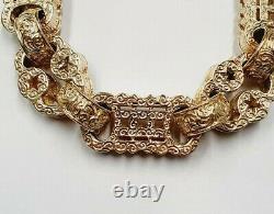 Star & Bar 9ct Gold Bracelet 72.6 grams Men's HEAVY SOLID Patterned