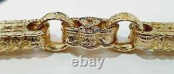 Star & Bar 9ct Gold Bracelet 72.6 grams Men's HEAVY SOLID Patterned