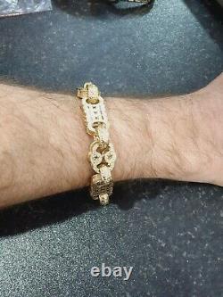 Star & Bar 9ct Gold Bracelet 72.6 grams Men's HEAVY SOLID Patterned