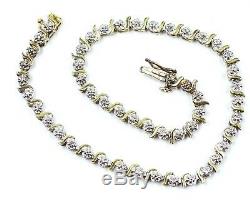 Stunning 9ct 375 Yellow Gold & Diamond Tennis Bracelet Ladies Gift Anniversary