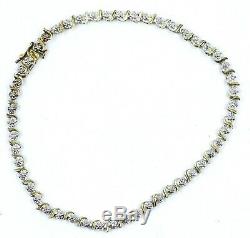 Stunning 9ct 375 Yellow Gold & Diamond Tennis Bracelet Ladies Gift Anniversary