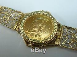 Stunning 9ct Gold 7 Fancy 1889 Full Sovereign Coin Bracelet