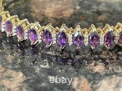 Stunning 9ct Gold Amethyst & Diamond Bangle Bracelet