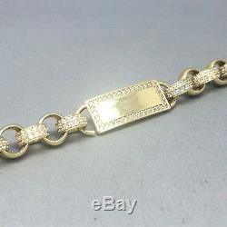Stunning 9ct Gold Cubic Zircon Stone Set Baby's I. D. Belcher Bracelet 1783